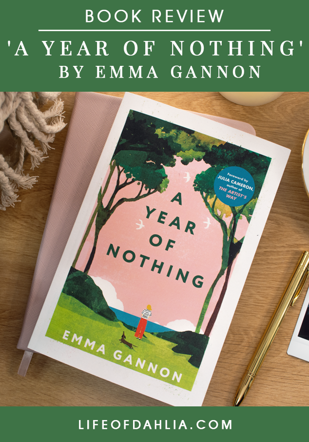 An image with the title of this blog post on it and a photo of the books cover with various decorative items around it, a cup of tea, a journal and pen, photos, flowers and crystals